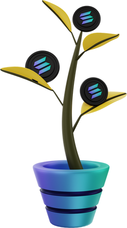 3d illustration, solana crypto coin tree growing